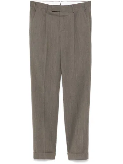 Pt Torino Pleat-detail Trousers In Brown