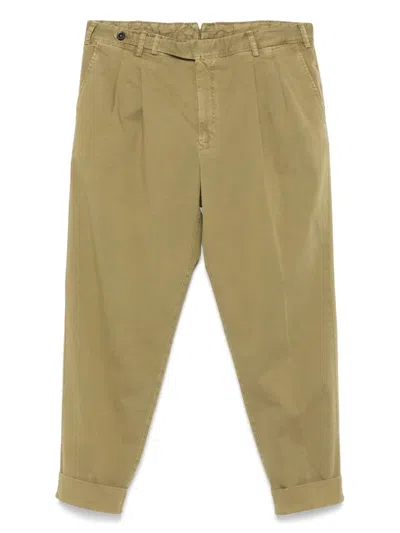 Pt Torino Pleat-detail Trousers In Green