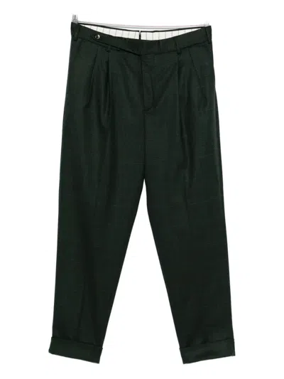 Pt Torino Pleat-detail Wool Trousers In Green