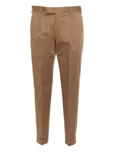 Pt Torino Pleat-detailed Pocket Trousers In Brown