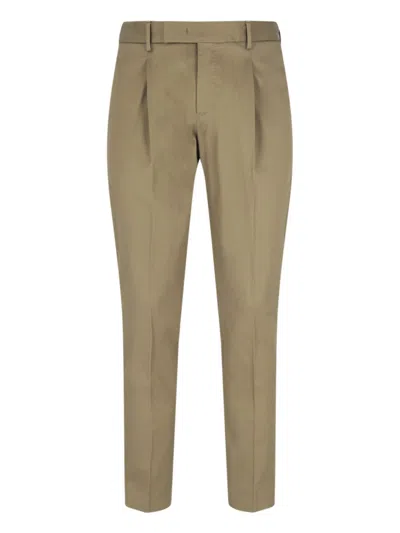 Pt Torino Pleated Beige Tailored Trousers In Neutral