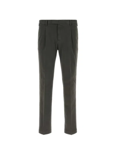 Pt Torino Stretch Cotton Tailored Pants Belt Loops In Gray