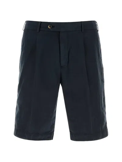 Pt Torino Lyocell Blend Bermuda Shorts Front Pleats In Blue