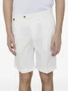 Pt Torino White Bermuda With Pence And Side Pocket With Flap In Linen And Cotton Blend Man In White