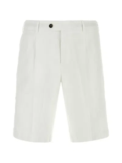 Pt Torino Stretch Corduroy Bermuda Shorts Pleated Front In White