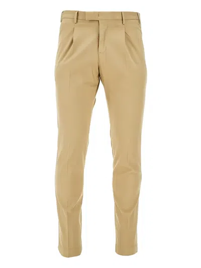 Pt Torino Pleated Chinos In Neutrals