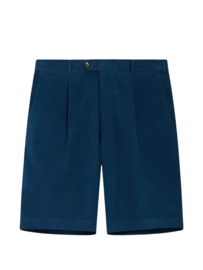 Pt Torino Pleated Corduroy Shorts In Blue