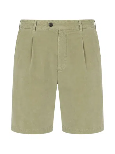 Pt Torino Pleated Corduroy Shorts In Green