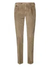 Pt Torino Pleated Corduroy Trousers In Brown