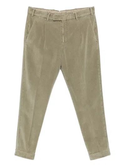Pt Torino Pleated Corduroy Trousers In Green