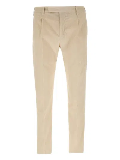 Pt Torino Pleated Corduroy Trousers In Neutral