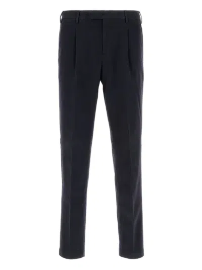 Pt Torino Pleated Cotton-blend Trousers In Blue