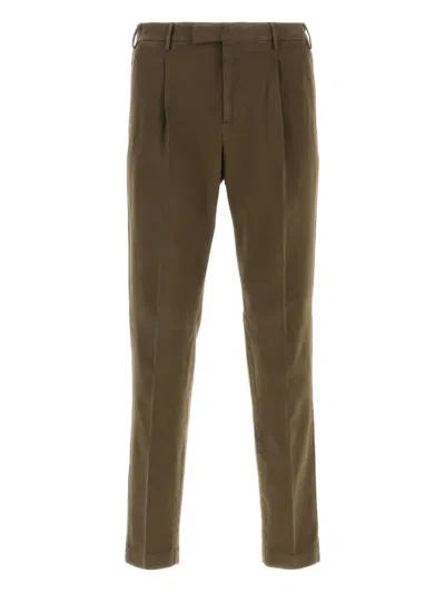 Pt Torino Pleated Cotton-blend Trousers In Green