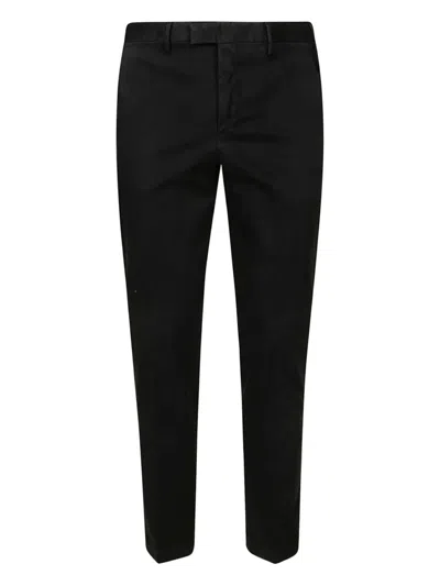 Pt Torino Slim-fit Blue Cotton Trousers In Black
