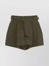 Pt Torino Pleated Cotton Shorts With White Details In Green