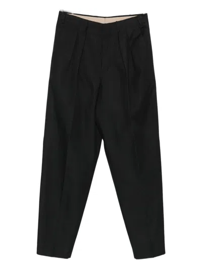 Pt Torino Pleated Cotton Trousers In Black