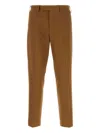Pt Torino Pleated Cotton Trousers In Brown