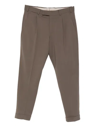 Pt Torino Pleated Cuffed Pants In Brown
