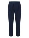 Pt Torino Mid-rise Tailored Trousers With Pleats And Buttoned Pockets In Blue
