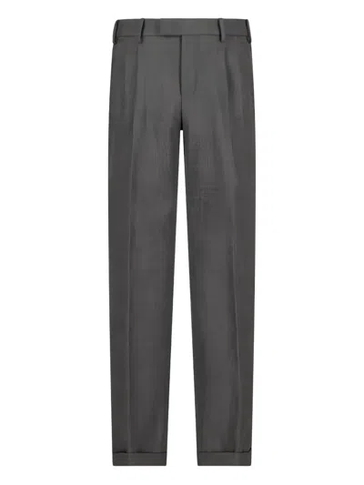 Pt Torino Pleated-cuffed Trousers In Black