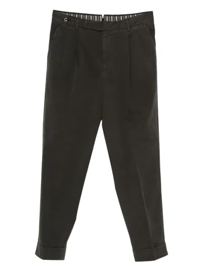 Pt Torino Pleated Cuffed Trousers In Black