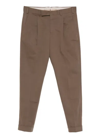 Pt Torino Pleated Cuffed Trousers In Brown