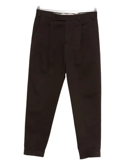 Pt Torino Pleated Cuffed Trousers In Brown