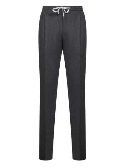 Pt Torino Pleated Drawstring Trousers In Gray