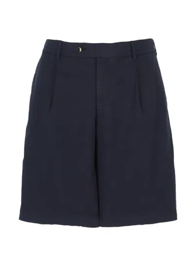 Pt Torino Pleated Elasticated-waist Shorts In Blue