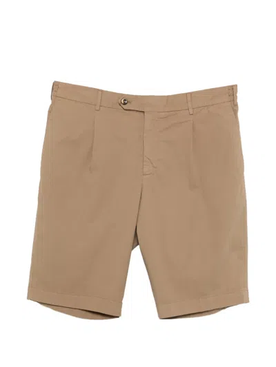 Pt Torino Pleated Elasticated-waist Shorts In Brown
