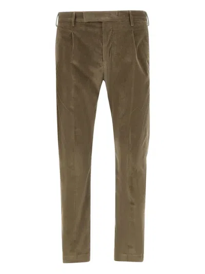 Pt Torino Pleated-front Corduroy Trousers In Green