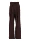 Pt Torino Melange Grape Wool Blend Lorenza Palazzo Pant In Burgundy
