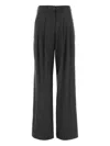Pt Torino Charcoal Stretch Wool Blend Wide-leg Pant In Gray