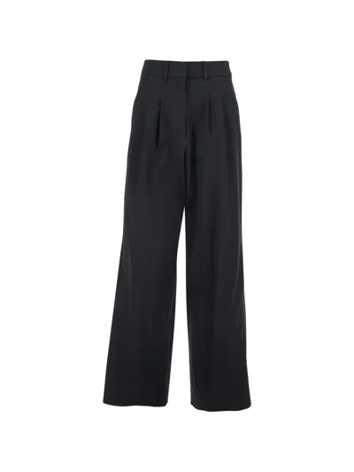 Pt Torino Wide Leg Trousers Pleated Front In Black