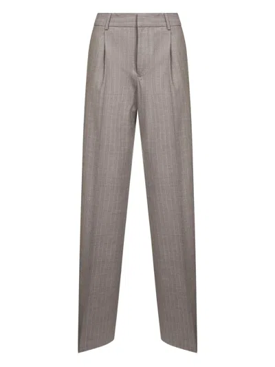 Pt Torino Pleated Pinstripe Trousers In Gray