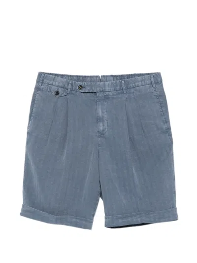 Pt Torino Pleated Shorts In Blue