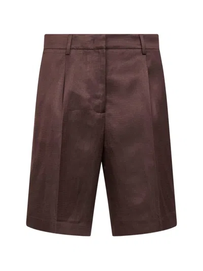 Pt Torino Pleated Shorts In Brown