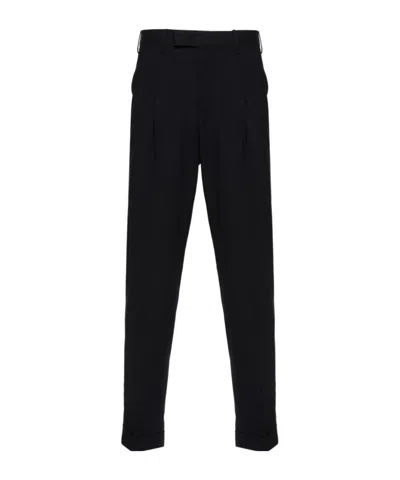Pt Torino Pleated Slim-cut Trousers In Black