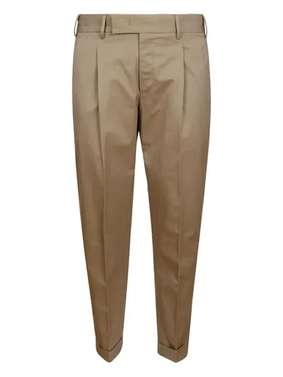Pt Torino Pleated Straight-leg Trousers In Brown