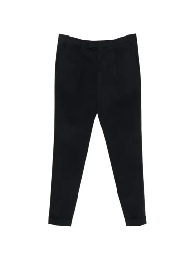 Pt Torino Navy Pleated Tailored Trousers In Blue