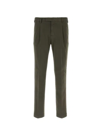 Pt Torino Stretch Cotton Pants With Tailored Comfort In Green
