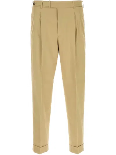 Pt Torino Pleated Tapered Trousers In Neutrals