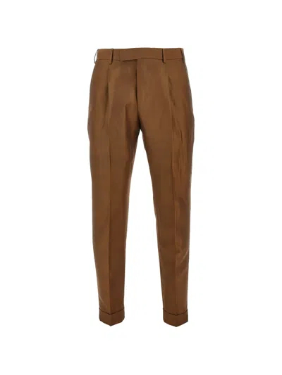 Pt Torino Pleated Trousers In Brown