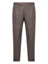 Pt Torino Pleated Trousers Made From Wool In Brown