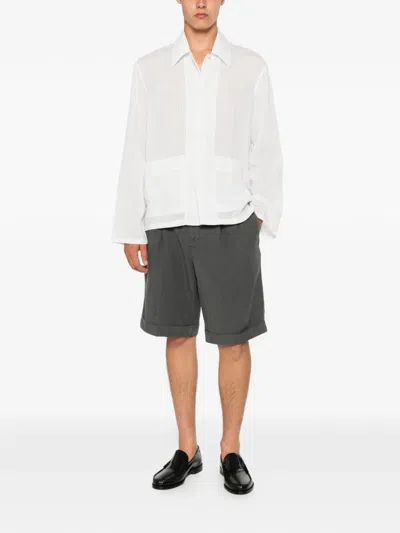 Pt Torino Pleated Turn-up Shorts In Gray