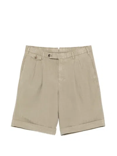 Pt Torino Pleated Turn-up Shorts In Neutral