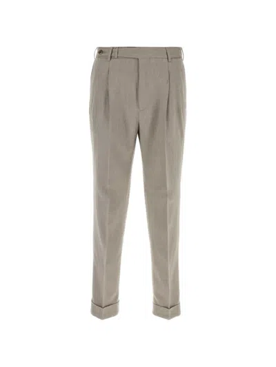 Pt Torino Cotton Blend Tailored Pants Pleated Cuffs In Neutral