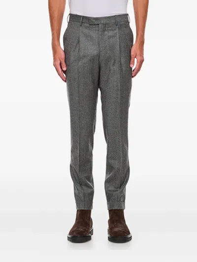 Pt Torino Pleated Virgin-wool Trousers In Gray