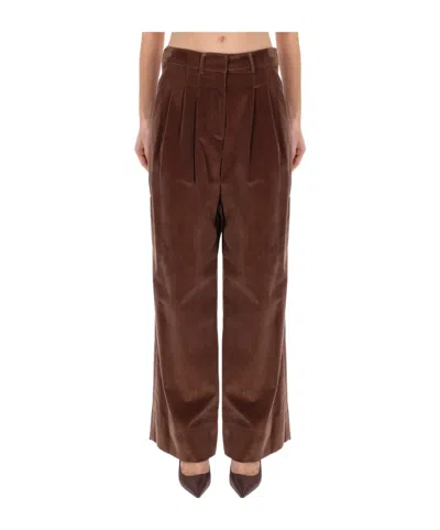 Pt Torino Pleated Wide-leg Pants In Brown
