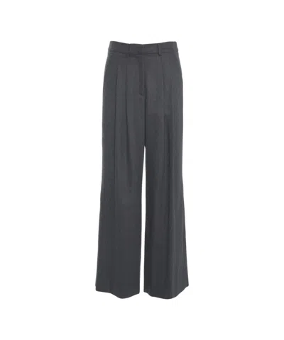 Pt Torino Pleated Wide-leg Trousers With High Waist And Tailored Finish In Gray
